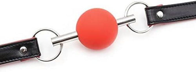 Bâillon premium rouge & noir avec boule silicone - S&N