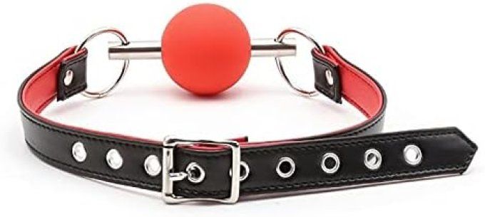 Bâillon premium rouge & noir avec boule silicone - S&N