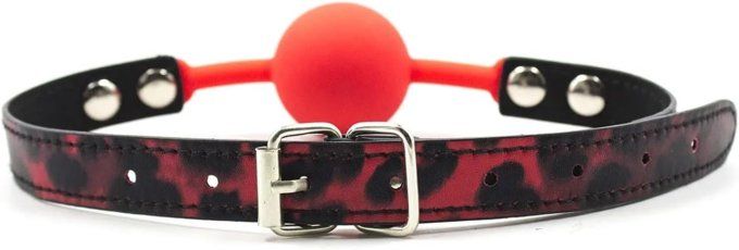 Bâillon avec motif léopard avec boule silicone rouge - S&N