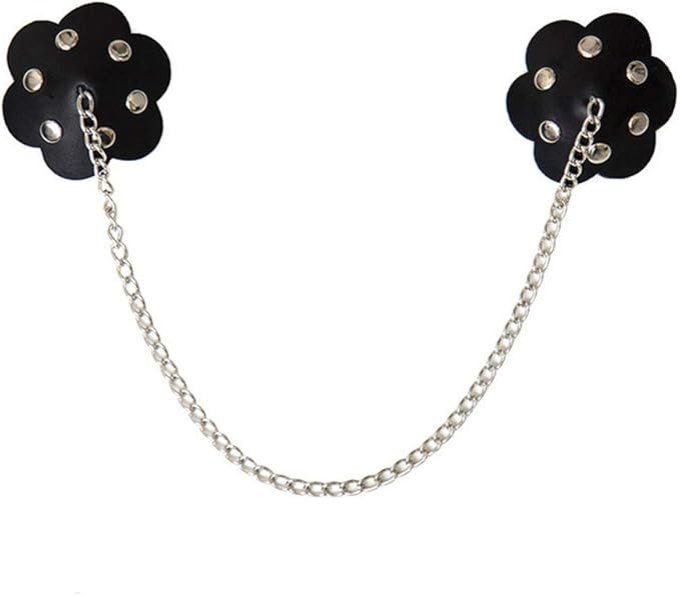 Cache tétons fleurs noir avec chaîne - S&N