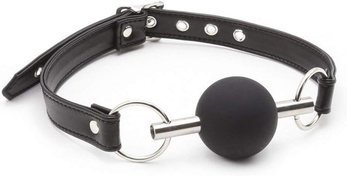 Bâillon premium noir avec boule silicone - S&N