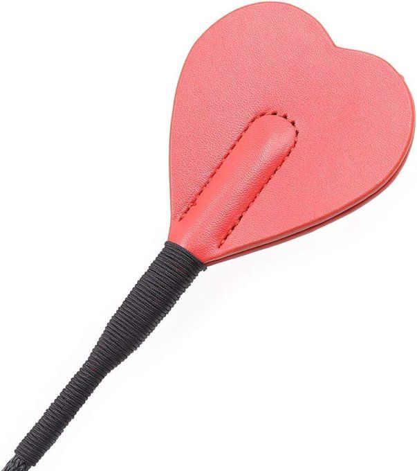 Cravache premium 66 cm avec embout cœur rouge cuir - S&N