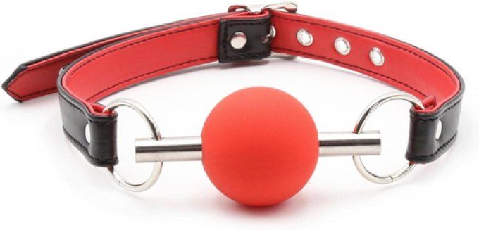 Bâillon premium rouge & noir avec boule silicone - S&N