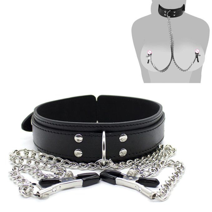 Collier ras de cou avec pinces tétons réglables - S&N