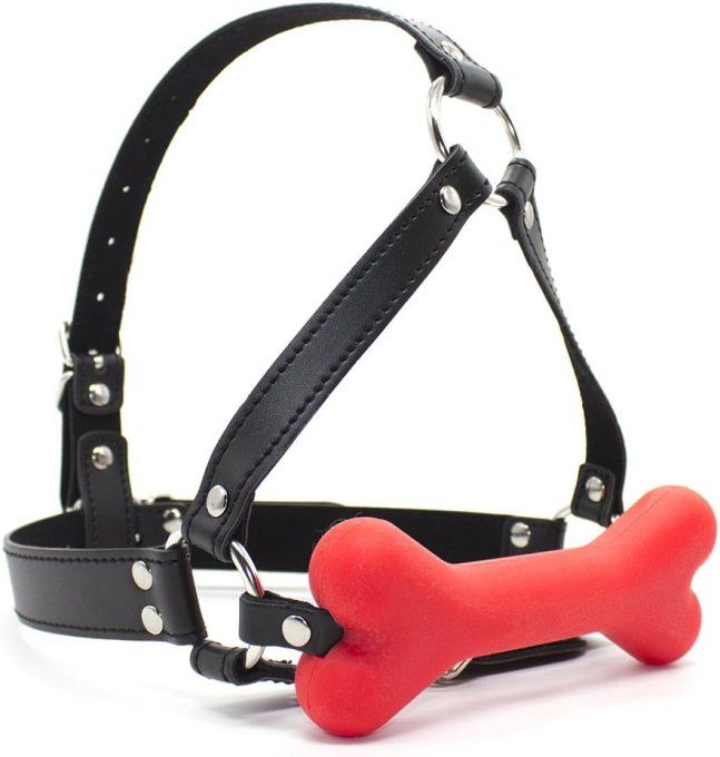 Harnais bâillon avec os en silicone - S&N
