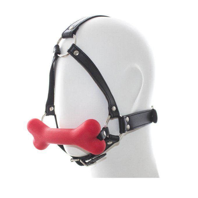 Harnais bâillon avec os en silicone - S&N