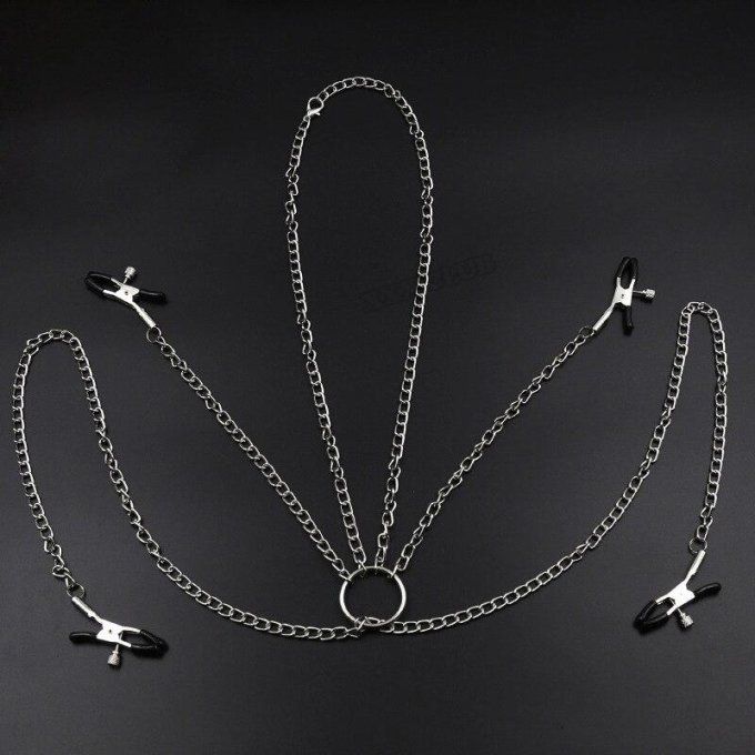 Chaîne de corps avec pinces tétons et clitoris - S&N