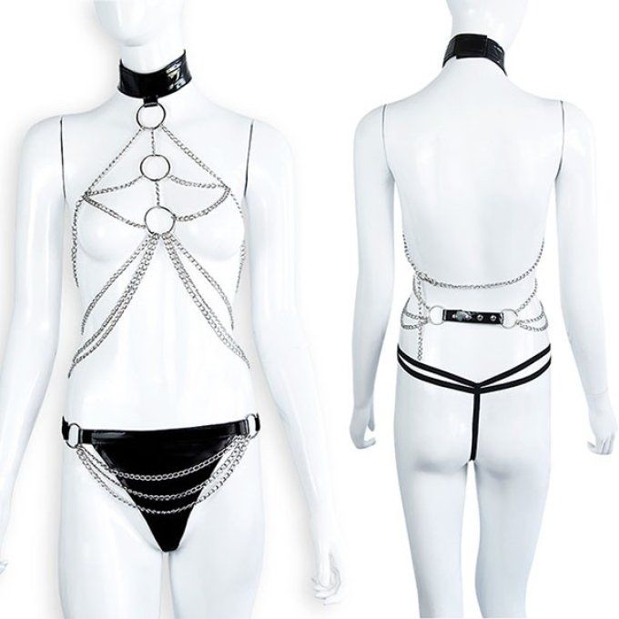 Harnais intégral avec chaîne & vinyle femme - S&N
