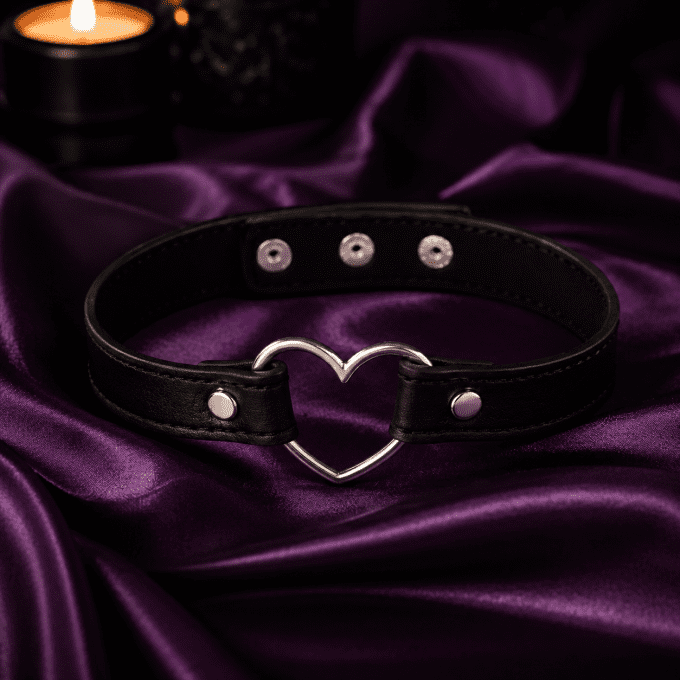 Collier ras de cou BDSM avec cœur métal