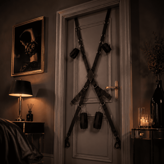 Croix de bondage en nylon pour porte