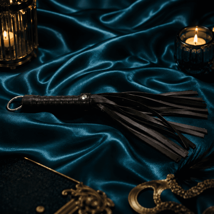 Fouet basique simili cuir 15 lanières 48.5 cm (noir)