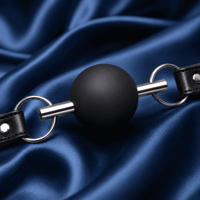 Bâillon premium noir avec boule silicone