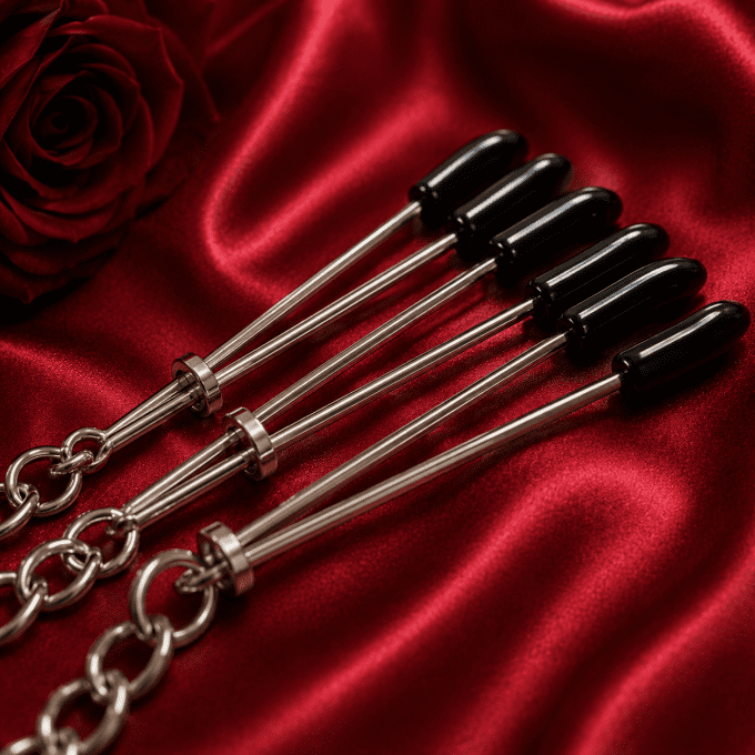 Pinces tétons et clitoris avec chaînes de corps
