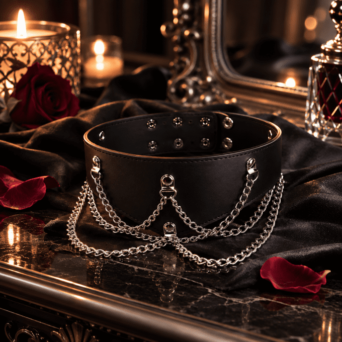 Collier de domination ras de cou BDSM avec chaîne 