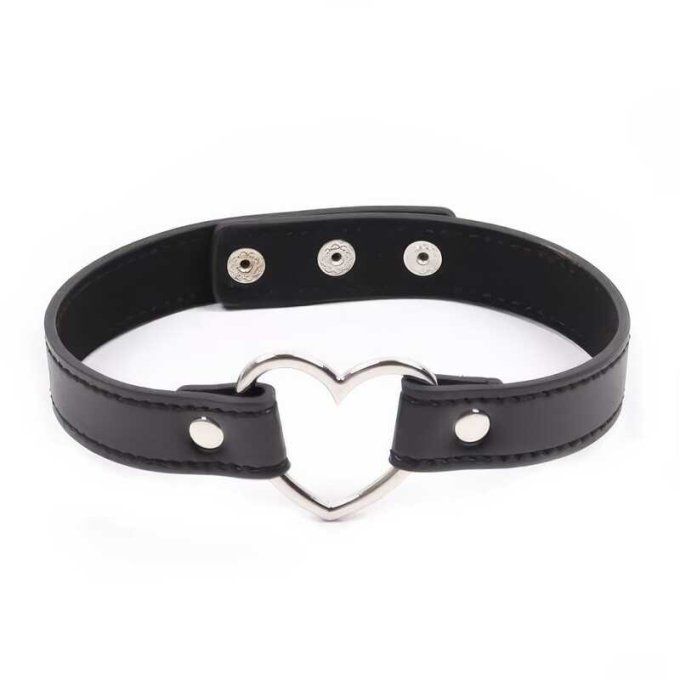 Collier ras de cou BDSM avec cœur métal - S&N