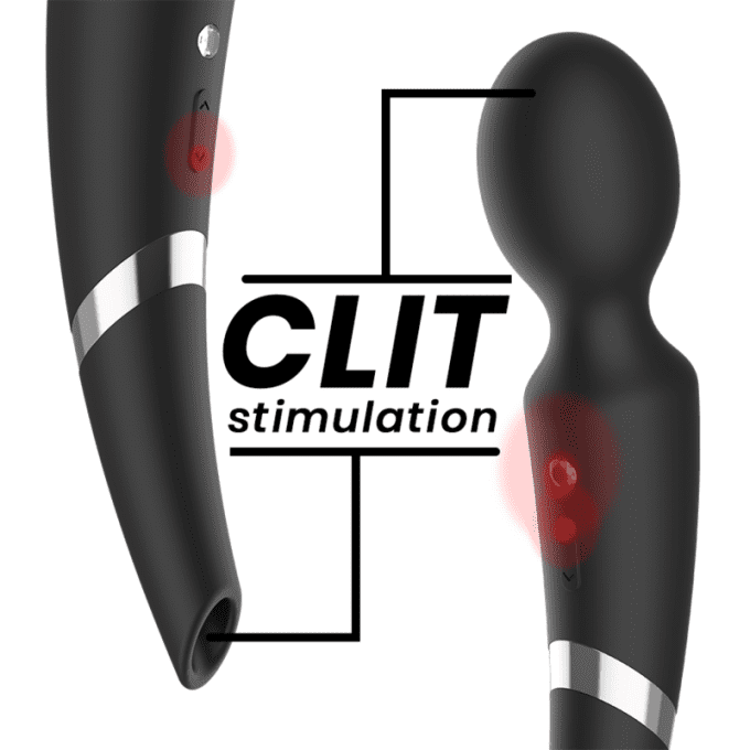 Stimulateur wand & clitoris - Black&Silver