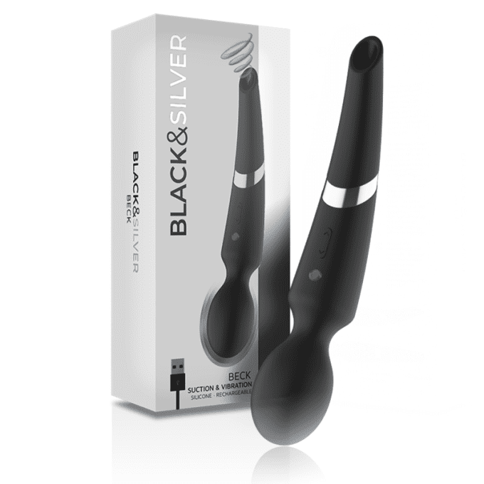 Stimulateur wand & clitoris - Black&Silver
