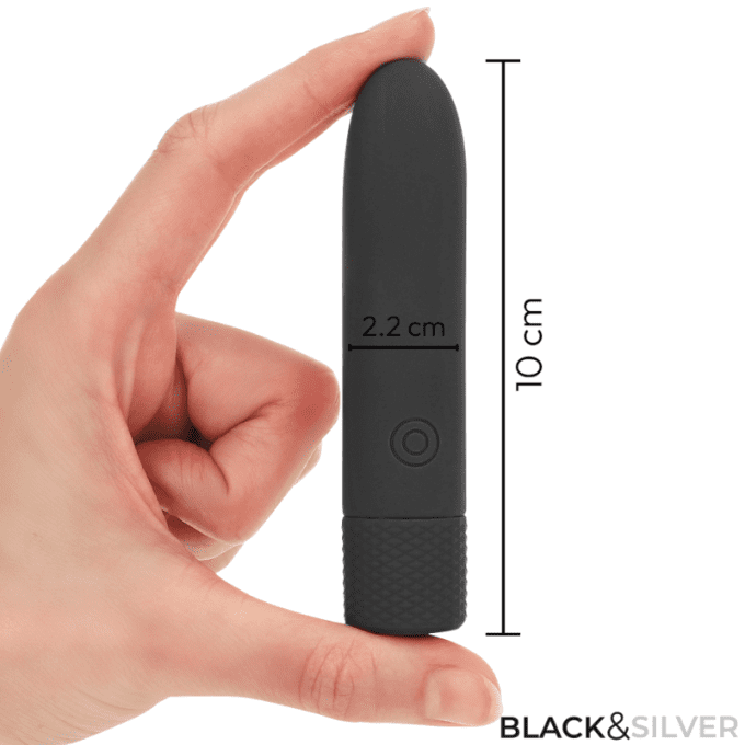 Vibromasseur bullet 10 cm x 2.2 cm - Black&Silver
