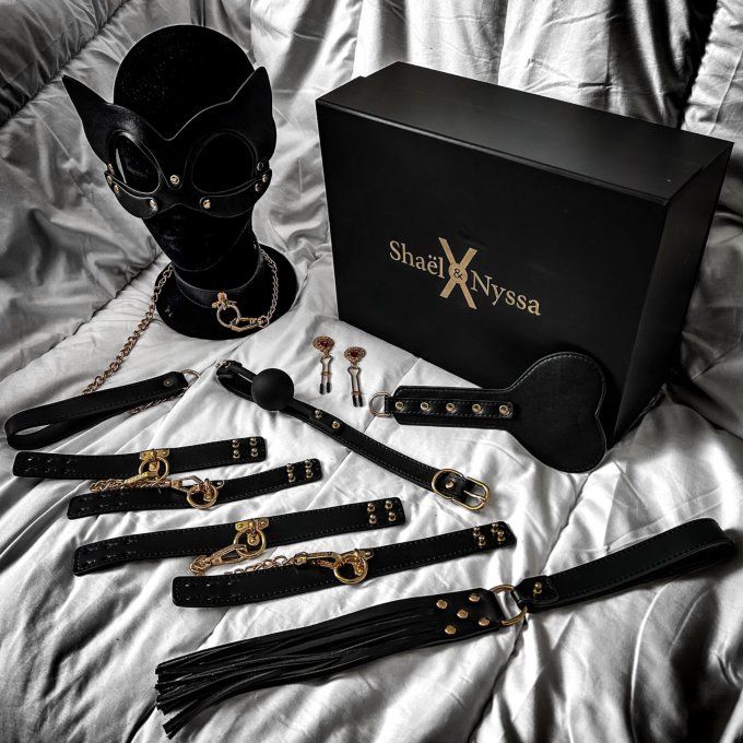 Coffret PRESTIGE en cuir véritable 8 pièces Black Gold
