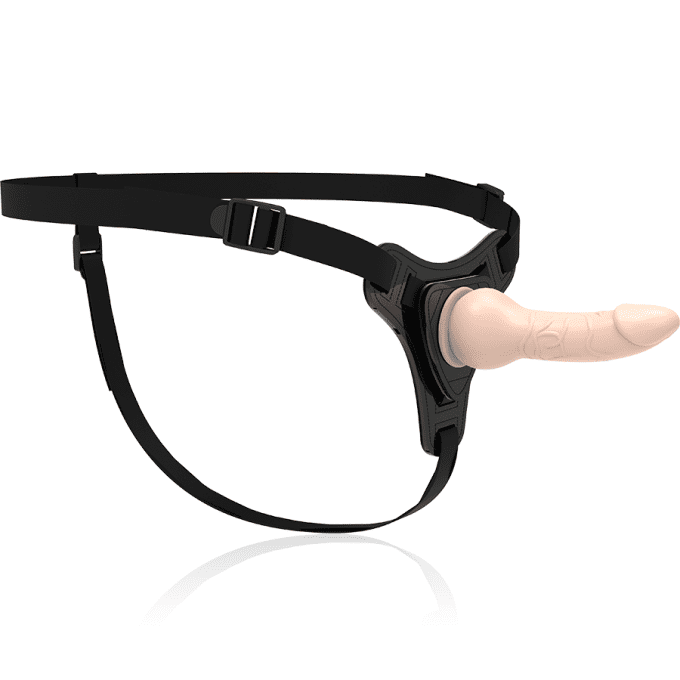 Harnais unisexe avec gode réaliste 16 cm (chair) - Fetish submissive