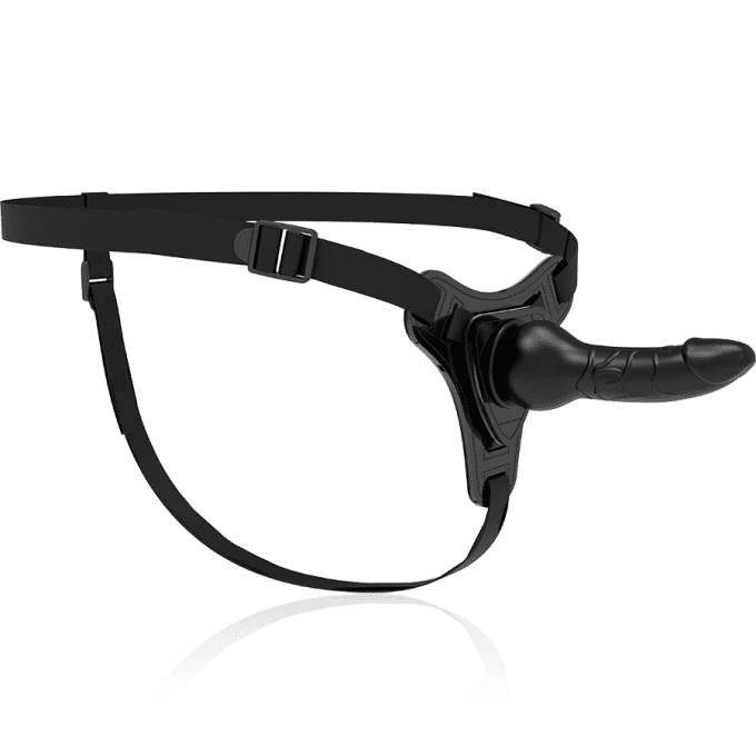 Harnais unisexe avec gode réaliste 16 cm (noir) - Fetish submissive