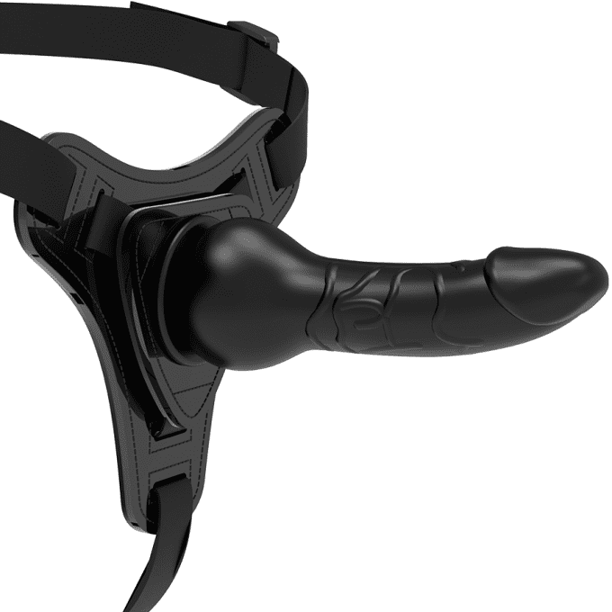 Harnais unisexe avec gode réaliste 16 cm (noir) - Fetish submissive