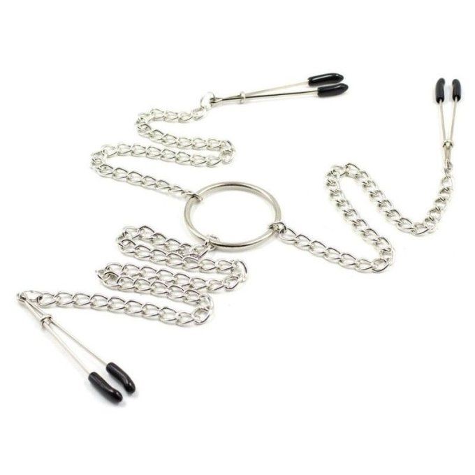 Pinces tétons et clitoris avec chaînes - S&N